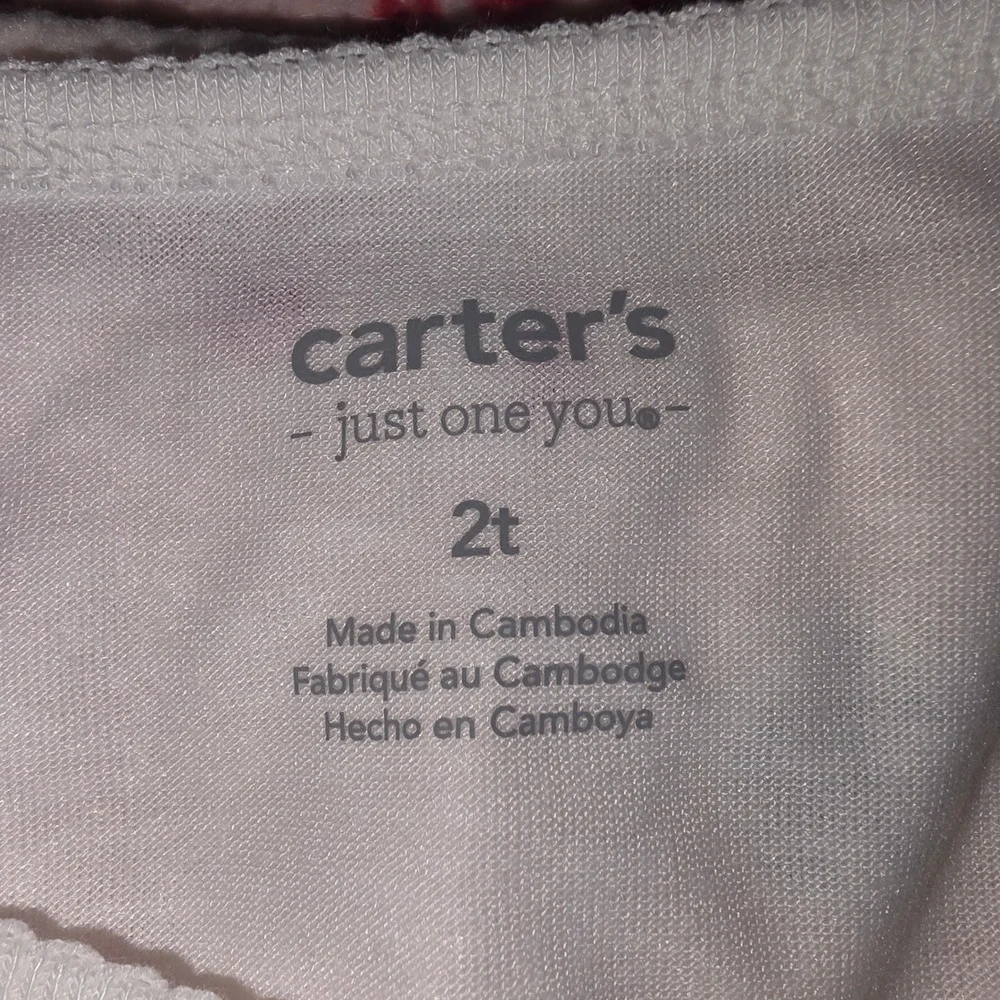 Carters Just One You Kids 2T 3-Piece Holiday Pajama Set Candy Cane Pink White